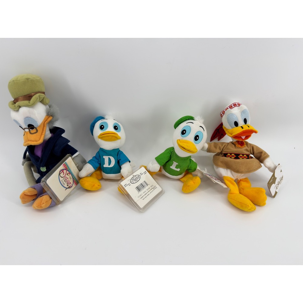 Disney Store Mini Bean Bag Plush Lot Scrooge McDuck Dewey Louie Daisy Duck NWT